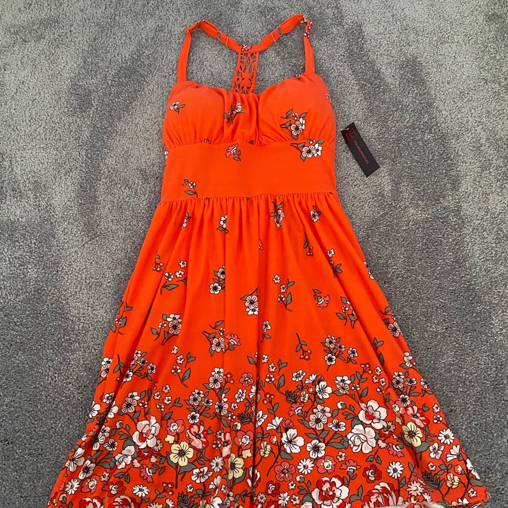 Orange floral dress